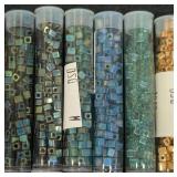 Collection of 40+ Colorful Cube Glass Bead Tubes