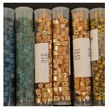 Collection of 40+ Colorful Cube Glass Bead Tubes