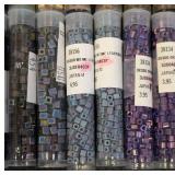 Collection of 40+ Colorful Cube Glass Bead Tubes