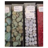 Collection of 21 Assorted Stone Bead Tubes Including Magnesite, Coral, Agate, Hematite, and More
