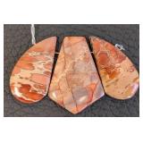 Set of 9 Large Stone Pendant Beads Assorted Colors including Jasper Cabochons and Chrysocolla