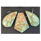 Set of 9 Large Stone Pendant Beads Assorted Colors including Jasper Cabochons and Chrysocolla