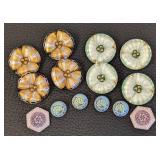 Collection of 14 Czech Glass Buttons Assorted Designs