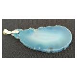 Pair of Agate Slice Dyed Pendants, Blue and Pink