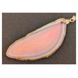 Pair of Agate Slice Dyed Pendants, Blue and Pink