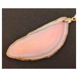 Pair of Agate Slice Dyed Pendants, Blue and Pink