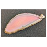 Pair of Agate Slice Dyed Pendants, Blue and Pink
