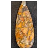 Pair of Oval Jasper Stone Pendants