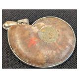 Fossilized Ammonite Pendant with Silver Tone Setting