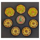 Set of 7 Czech Glass Buttons with Decorative Designs
