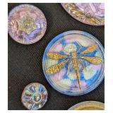 Set of 9 Czech Glass Buttons with Dragonfly and Unicorn Designs