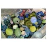 4 Bags of Assorted Glass Beads in Blue and Green Tones