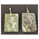 Pair of Jasper Stone Rectangular Pendants 1 in x 1.75 in