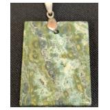 Pair of Jasper Stone Rectangular Pendants 1 in x 1.75 in