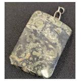 Pair of Jasper Stone Rectangular Pendants 1 in x 1.75 in