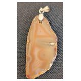 Set of 4 Polished Stone Slice Pendants with Metal Bails