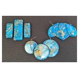 Collection of Blue Seadiment Jasper Stone Beads, Assorted Shapes