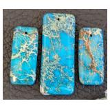 Collection of Blue Seadiment Jasper Stone Beads, Assorted Shapes