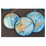 Collection of Blue Seadiment Jasper Stone Beads, Assorted Shapes