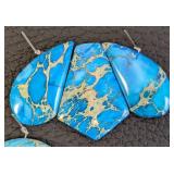 Collection of Blue Seadiment Jasper Stone Beads, Assorted Shapes