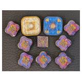 Set of 10 Czech Glass Buttons Decorative Assorted Designs