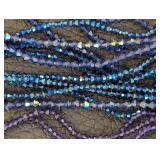 Collection of 55 Strands 3mm and 4mm Faceted Glass Beads Assorted Colors