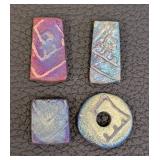 Set of 4 Raku Ceramic Pendants Assorted Shapes