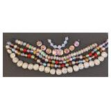 Set of 6 Art Glass Bead Strands Assorted Colors and Designs