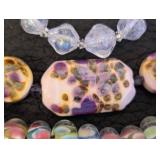 Set of 6 Art Glass Bead Strands Assorted Colors and Designs