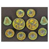 Set of 10 Czech Glass Buttons with Floral and Holiday Designs