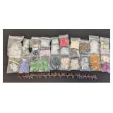 Collection of 30 Packs Flower and Leaf Shaped Beads Assorted Colors and Styles