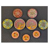Set of 9 Assorted Czech Glass Buttons with Floral and Peacock Designs