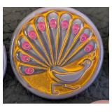 Set of 9 Assorted Czech Glass Buttons with Floral and Peacock Designs