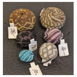 Set of 6 Handcrafted Round Beaded Buttons Assorted Colors