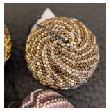 Set of 6 Handcrafted Round Beaded Buttons Assorted Colors