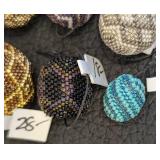 Set of 6 Handcrafted Round Beaded Buttons Assorted Colors