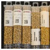 Collection of 30+ Gold Tone Seed Bead Tubes