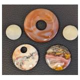 Collection of 5 Large Stone Beads and Pendants