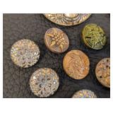 Collection of 15 Vintage Czech Glass Buttons Assorted Designs