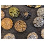 Collection of 15 Vintage Czech Glass Buttons Assorted Designs