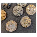 Collection of 15 Vintage Czech Glass Buttons Assorted Designs