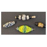 Set of 4 Artisan Lampwork Glass Beads Assorted Designs
