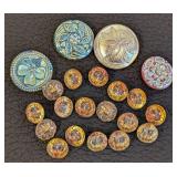 Set of 21 Czech Glass Buttons Assorted Designs