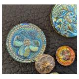 Set of 21 Czech Glass Buttons Assorted Designs