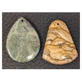 Set of 11 Assorted Drilled Stone Beads including Jasper Stone Pendants