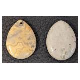 Set of 11 Assorted Drilled Stone Beads including Jasper Stone Pendants