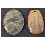 Set of 11 Assorted Drilled Stone Beads including Jasper Stone Pendants