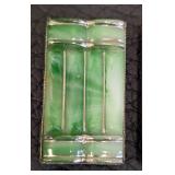 Pair of Czech Art Deco Green Glass Pendants