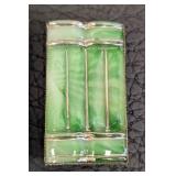 Pair of Czech Art Deco Green Glass Pendants