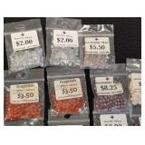Collection of 60+ Packs Firepolish Beads Assorted Colors and Sizes